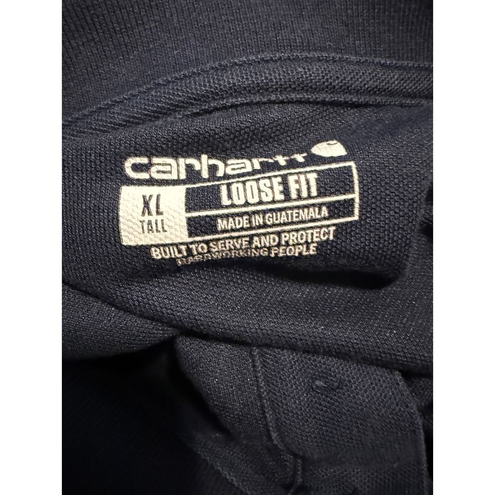Carhartt Mens XL Tall Loose Fit Navy Blue Pocket Polo Shirt - Picture 5 of 7